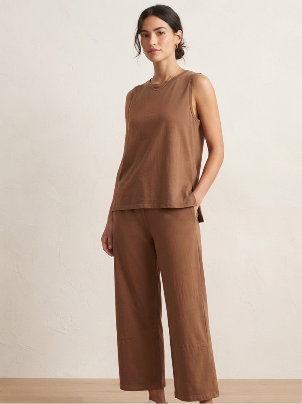 Two Piece 100% Cotton Tank & Cropped Pant Free People Dupe Set Size Medium